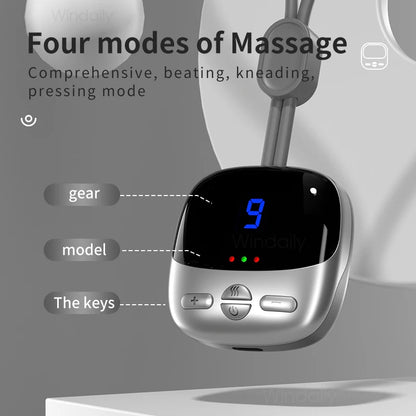 2025 Mini Portable Hanging Neck Massager with Heat Electric EMS TENS Pulse Hot Compress Smart Cervical Spine Massager Shoulder